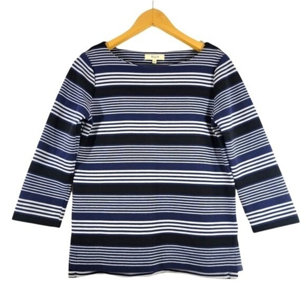 Madewell Top Striped Womens 3/4 Sleeve Cotton Blend‎ Top Blouse Size XS